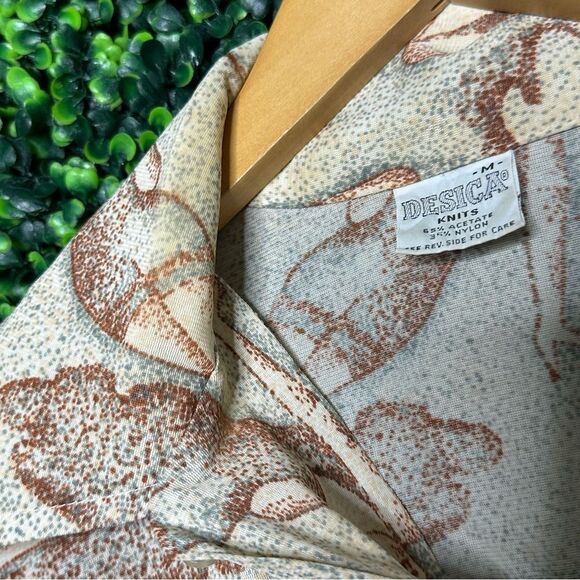 Vtg. Retro Flapper 1920s Swimwear Button Down Shirt Sz M - Picture 6 of 7